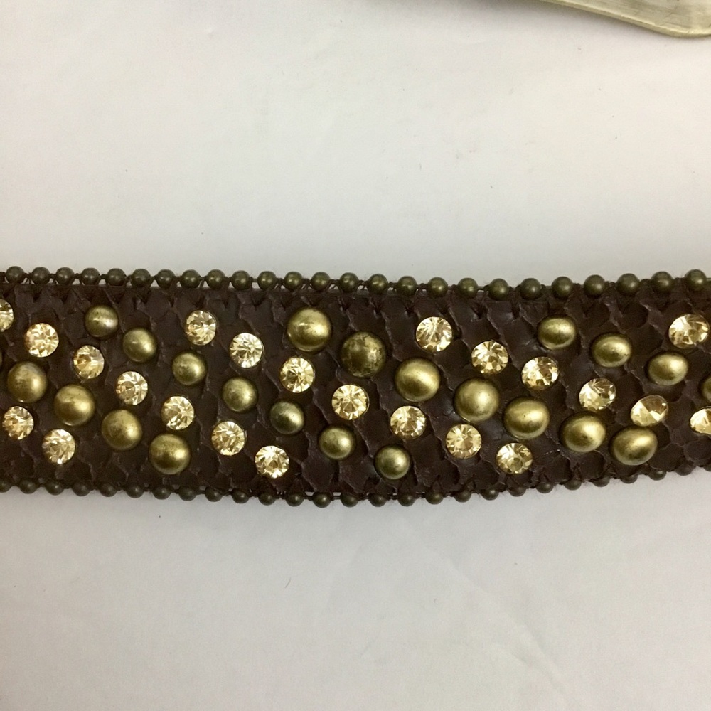 Brown Genuine Leather Studded Belt Womens size SM - Picture 7 of 8